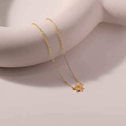 Gold Necklace for Women, 14k Plated Dainty Star of David Pendant Necklace, Non Tarnish Waterproof, Gift Idea3
