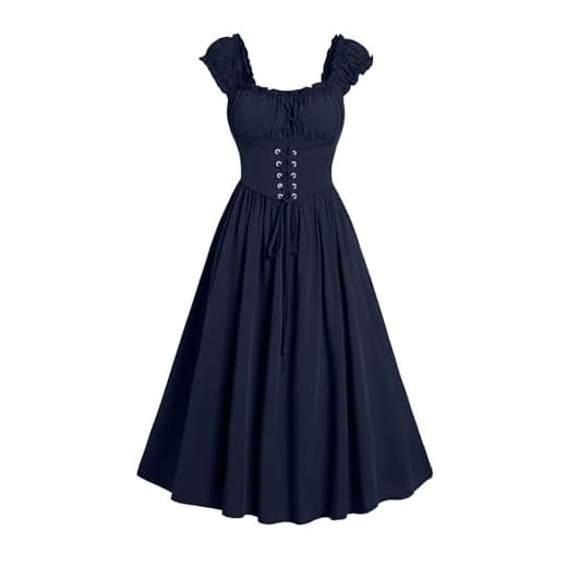 Disfraces Halloween Mujer,Vintage Punk Corset Vestido Gotico con Cordón Renacentista Vestidos Medievales para Mujer Sin Manga Vestidos de Noche Elegante Disfraces Halloween Ofertas Flash del Dia