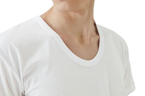 Men's Cotton U-Neck T-Shirts 5 Pack (White)3