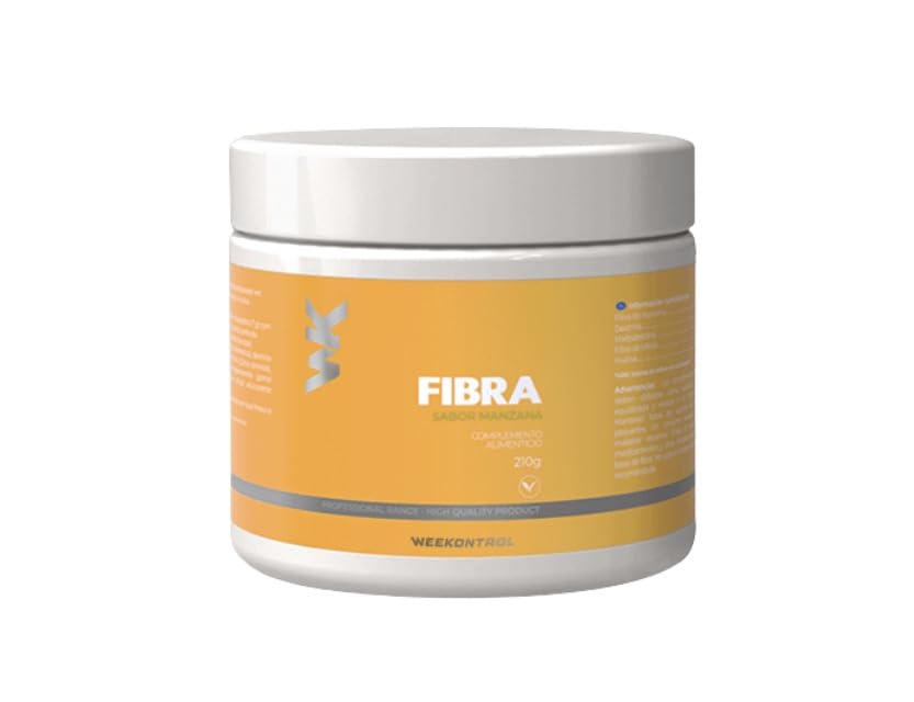 Weekontrol Fibra Soluble Saciante en Polvo. Fibra para el Estreñimiento, el Colesterol y Azúcar en la Sangre en Sabor Mandarina o Manzana 210gr (210g, Manzana)