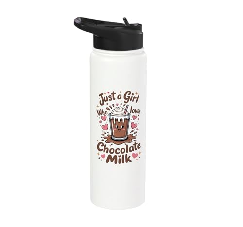 Just a Girl Who Loves Chocolate Milk Cute Women Girls Kid Stainless Steel Insulated Water Bottle