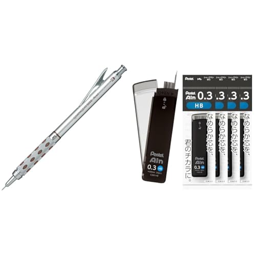 【セット買い】ぺんてる シャープペン グラフギア1000 PG1013 0.3mm& シャープ芯 ぺんてるアイン 0.3mm HB 5個 XC283-HB