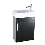 eclife 18.4’’ Bathroom Vanity Combo, Modern Design Wall Mounted Vanity Set with Porcelain Ceramic Sink Top & Chrome Faucet & Flexible U Shape Drain (T02E01)