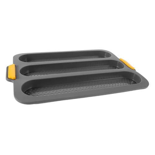 IMIKEYA Stampo in silicone per baguette con scanalature forate, vassoio antiaderente per cuocere il pane francese, stampo flessibile per panini e panini, facile da pulire e da usare compatto