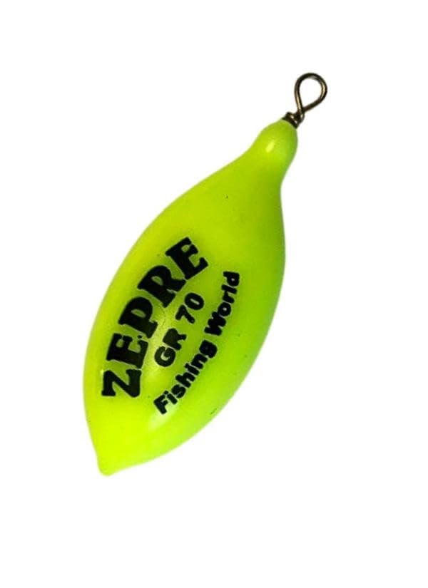 Piombo Pera Plasticato Fluo giallo con Girella pz. 3