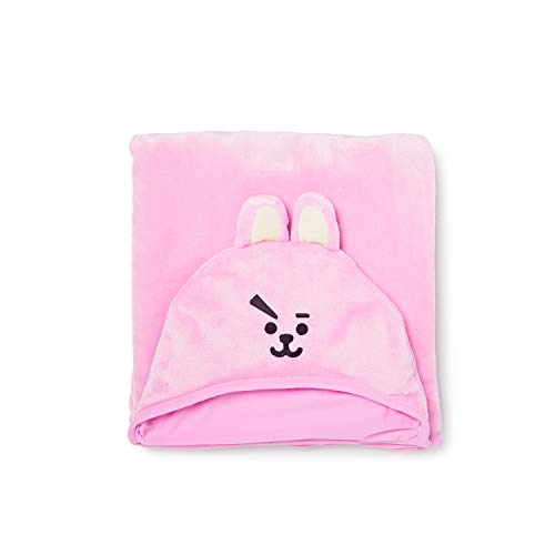 BT21 Official Merchandise by Line Friends - Cooky Character Hooded Throw Blanket for Indoor/Outdoor, Pink
