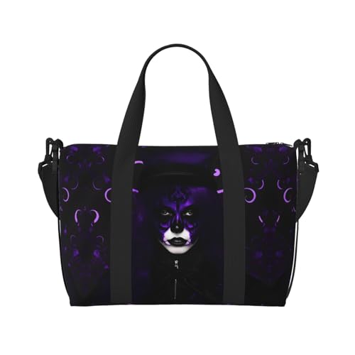 Purple Black Goth Spooky print Travel Duffel Bag,workout duffel bag, overnight shoulder Bag,Weekender Bag for Women Men2