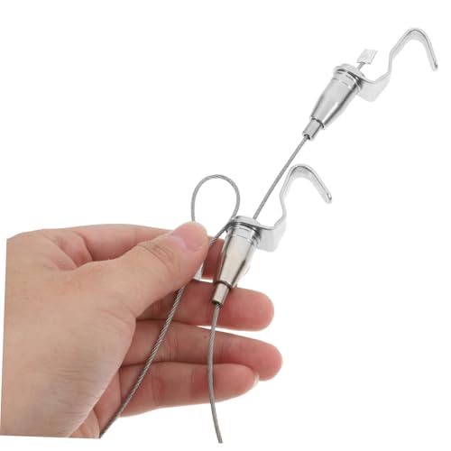 Image of HOMSFOU 2pcs Adjustable Picture Hanging Wire Wire Rope Hooks Coated Steel Braided Cable Hangers for Mirror Photo Hanging String