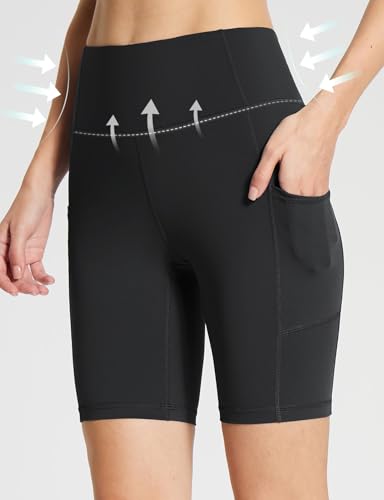 Image of baleaf Women's 8 inch / 5 inch / 3 inch Biker Shorts High Waist Yoga Workout Gym Running Volleyball Spandex Shorts with Pockets