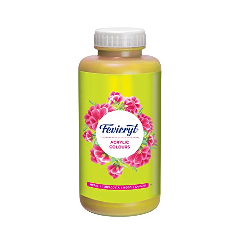 Image of Fevicryl Acrylic Colour (Lemon Yellow, 1litre) for Art and Craft Paint, Canvas, Wood, Leather, Earthenware, Metal