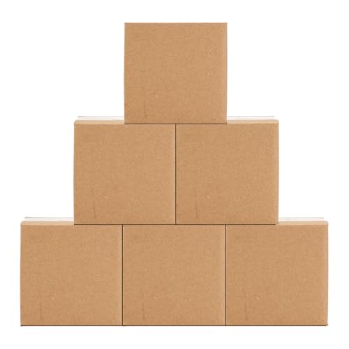 Image of Schliersee 6x6x6 Shipping Boxes Set, Kraft Corrugated Cardboard Brown Square Box Mailers, Small Business Corrugated Packaging Box, Pack of 6