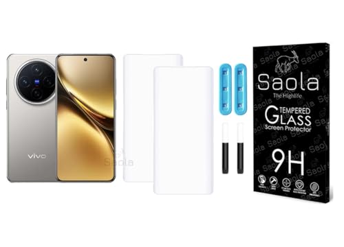 Image of Saola 2-Pack UV Curved Tempered Glass for Vivo X200 Pro | 9H Hardness | Edge-to-Edge Full Screen Coverage | UV Light Installation | Scratch Resistant | Case Friendly Screen Protector. (6.78 Inches)