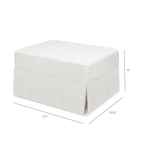 Image of Namesake Crawford Gliding Ottoman in Fog Chatham Stripe Performance Eco-Weave, Water Repellent, Greenguard Gold & CertiPUR-US Certified