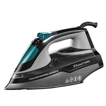 Russell Hobbs Plancha de Vapor Colour Control Supreme con Suela de cerámica Multicolor con protección de Colores UV
