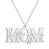 Collar con colgante de letra de acero inoxidable con texto en inglés 'Love You Mom' para mujer, regalo para el día de la madre