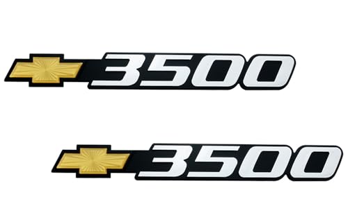 Image of Pair Set Bowtie 3500 Emblems Front Door Right Left 3D Badge Nameplate Sticker Replacement for 2001-2007 Silverado 15126053 (Yellow)