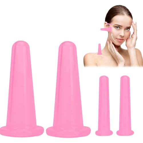 Ventouse Visage, 4 Pièces Cupping Ventouse Massage en Silicone,Visage Anti-rides Facial Lift Cup pour Le Massage Du Visage et Yeux, Peuvent Lisser La...