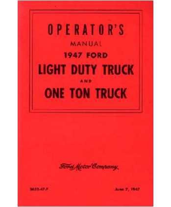 1947 FORD TRUCK Full Line Owners Manual User Guide