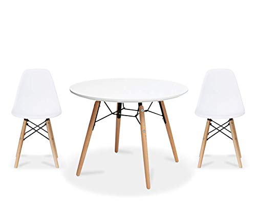 2xhome Set of 2 - Kids Size Plastic White Armless Seat Natural Wood