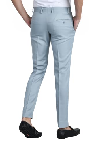 Image of Men's Formal Slim Fit Trousers | Premium Poly Viscose Blend Office Wear Flat Front Pants | Wrinkle Resistant Business Casual Pants | Length 41 Inches.