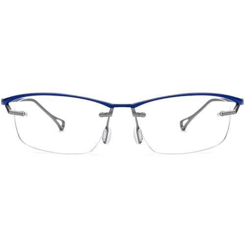 Image of FONEX Pure Titanium Glasses Frame Men Semi Rimless Square Eyeglasses Eyewear DTX416