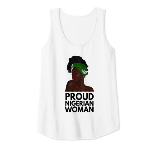 Womens Proud Nigerian Woman Afro African Women, Nigeria Flag Tank Top