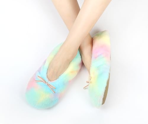 Image of Keyela Women's Ballerina Slippers,Non-Slip Bedroom Slippers Socks | Soft fuzzy slipper socks for ladies Indoor home slippers Cozy sock slippers Ballet Slippers