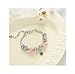 Geettcaifu Pink Hearts Silver Plated Charm Bracelet, DIY Jewelry for Women with Beads, Charms, and Adjustable Snake Chain, Fits 7.5
