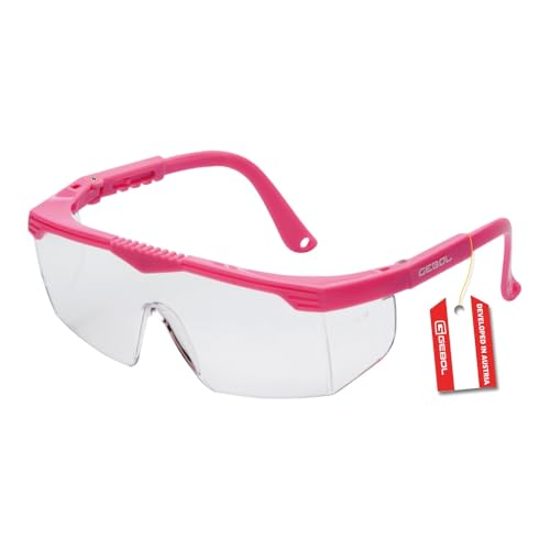 Gebol Safety Kids Schutzbrille aus leichtem und kratzfestem Material - Extra leichte Schutzbrille mit verstellbaren Halterungen - Ideal zum Basteln - Pink