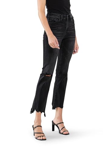 Flying Monkey, High Rise Ankle Bootcut Jeans, Black2