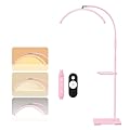 Mznoo Half Moon Lash Light, 23 Inch Flexible and Adjustable Lash Lamp with Tool Tray for Eyelash Extensions, Nails Tech, Tattooing and Skincare, Dimming Brightness and 2-Way Control (Pink)
