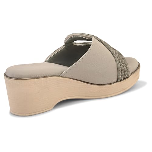 Image of Centrino Women's Wedge Heel Sandals | Stylish Slip-On Sandals for Ladies | Soft Cushioned Footbed for Comfort | Elegant & Trendy Design | Lightweight and Durable Fashion Footwear (9404)