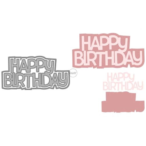 DzIxY Shadow English Words Happy Birthday Metal Cutting Dies for Card Making Kit Embossing Paper Die Cuts Set Scrapbook Stencils Supplies Machine Templates