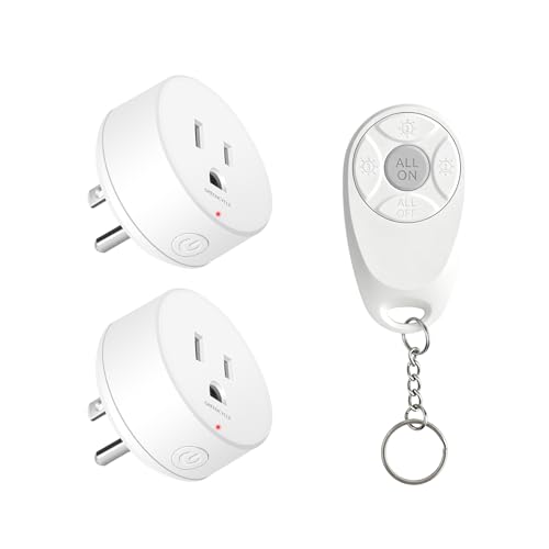 Image of Remote Control Outlet,Greencycle Remote Light Switch and 2 Plugs,Wireless Light Switch,500ft Range,No Wiring Needed,15A /1875W for Household Appliances,FCC Certified,White