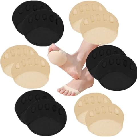6 Pairs Foot Pads Honeycomb Forefoot Pads Sweat Pads Feet Metatarsal Pads Forefoot Pads for Women Prevention Pain Relief Honeycomb Fabric Foot Pads Toe Socks Cover