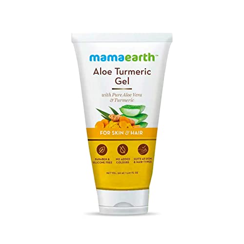 Mamaearth Aloe Turmeric Gel for Healthy Skin & Hair | Reduces Sunburn, Acne, & Dandruff | Hydrates Dry Hair & Nourishes Scalp | Paraben-Free | 5.07 Fl Oz (150ml)