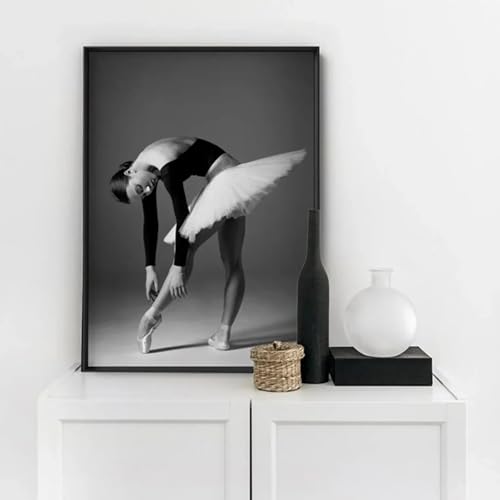 Impressions de ballerine noir et blanc décoration d'intérieur salon | Toile murale 2 cadres