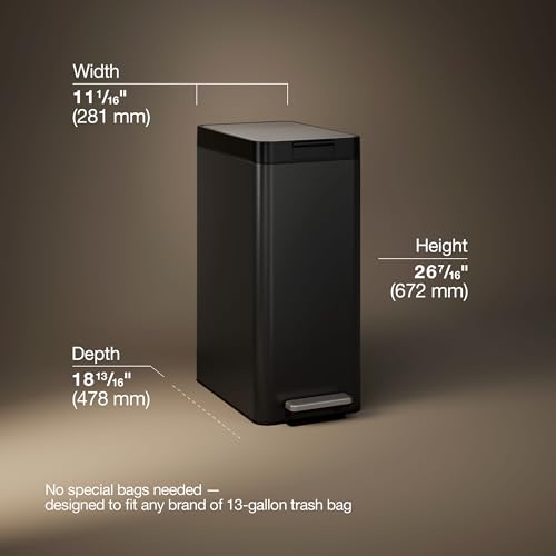 Caneca de basura rectangular negra de acero inoxidable 13 gal miniatura 3