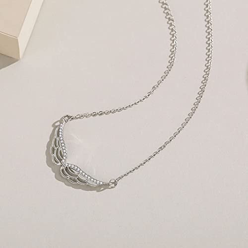 Collier en argent avec pendentif aile d'ange et zircon pour femme - 3