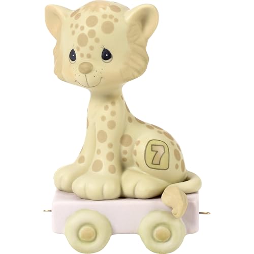 Precious Moments Birthday Train Age 7 Figurine: Wishing You Grr-Eatness, Leopard Theme, Unique Gift for Seventh Birthday, Porcelain Collectible, 142027