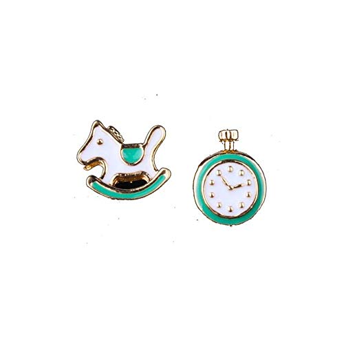 Preisvergleich Produktbild ERlobo Asymmetrische Trojan Clock Wecker Ohrringe / Keine Allergene