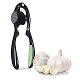 OOKUU Knoblauchpresse, Knoblauchschneider Garlic Press Zinklegierung, Knoblauch Schneiden mit Rutschfestem Griff, Knoblauch Crusher Praktischer Küchenhelfer, Spülmaschinenfest, Schwarz