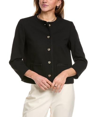 Anne Klein Women's Texture Five Button Collarless Jacket