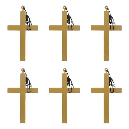 BORFUE 6 colares de cruz de Halloween, cor dourada, grande, Jesus Cristo, freira, crucifixo, acessório de fantasia para homens e mulheres, Halloween, plástico, Plástico