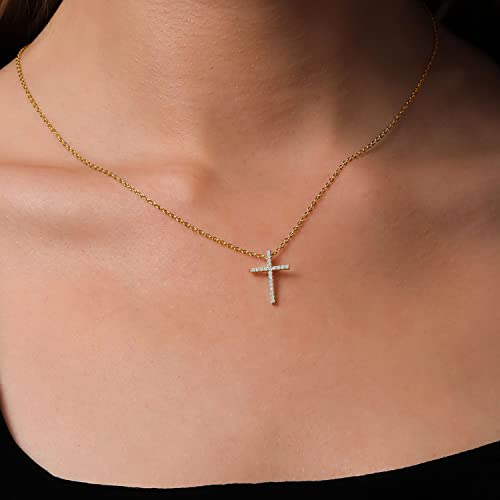 Gem Stone King Moissanite Cross Necklace | 925 Sterling Silver | 0.80 Cttw | 1 Inch | Jesus Christian Religious Crucifix Jewelry Pendant Necklace for Women | with 18 Inch Silver Chain3