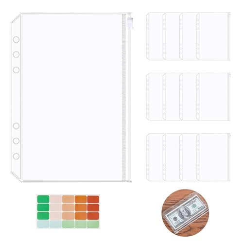 12 Piezas Fundas con Cremallera A5 para Carpeta de 6 Agujeros - Bolsas de Plástico PVC Transparente, Impermeables - Para Organizar Documentos, Hojas Sueltas, Fotos - Incluye 20 Etiquetas 12 Piezas Fundas con Cremallera A5 para Carpeta de 6 Agujeros - Bolsas de Plástico PVC Transparente, Impermeables - Para Organizar Documentos, Hojas Sueltas, Fotos - Incluye 20 Etiquetas