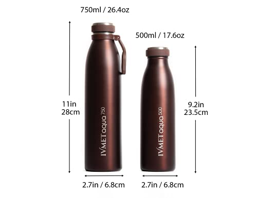 Ivmet Aqua Stainless Steel Double Wall Vacuum Insulated Drinking Bottle Flask Thermos Hydro Metal Reusable Canteen For Sport School Fitness Outdoor (Coffee Brown, 25.3 Oz/750 Ml) #TOP1