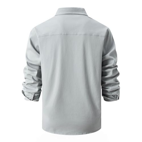 Image of Lu's Chic Men's Shirt Jacket Soft Trucker Long Sleeve Cotton Shacket Fall Classic Button Casual Western