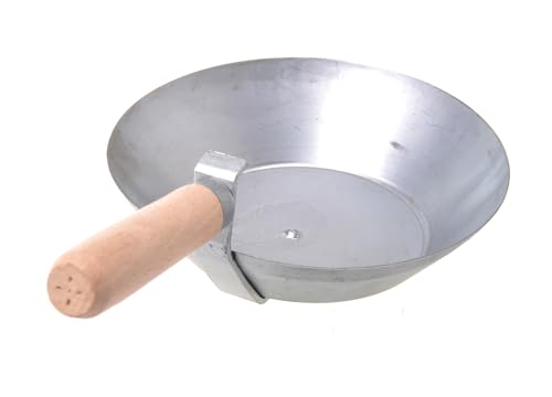 Aqbau® Maurerpfanne Gipserpfanne Mörtelpfanne Mörtelschöpfer Schöpfkelle 30 x 17,5 x 4 cm Stahl Verzinkt Holz Durchmesser 175 mm