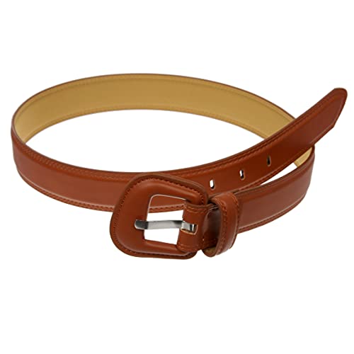 Women Western Style Trapezoid Buckle Fashion Faux Leather Feather edge Stitch Belt4